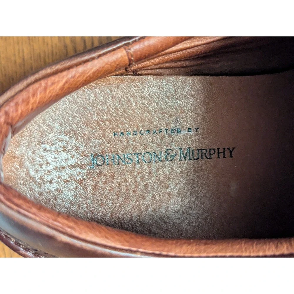 Johnston & Murphy Sz 9.5 Oxford Brown Leather Men Lace Up ‎ Medium